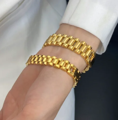 Gold Watch Strap Bracelet 18k Gold Plated Stainless Steel