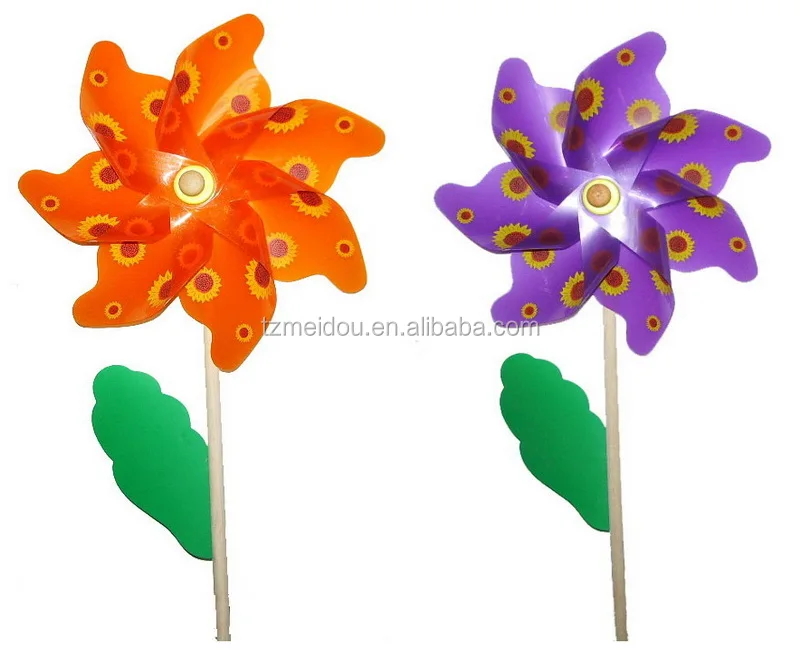 Высококачественная пластиковая Цветочная мельница, деревянная палочка, украшение для сада