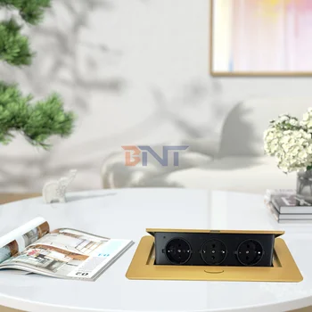 Recessed EU Furniture Countertop Pop Up Desktop Socket hidden Outlet desk electric outlet