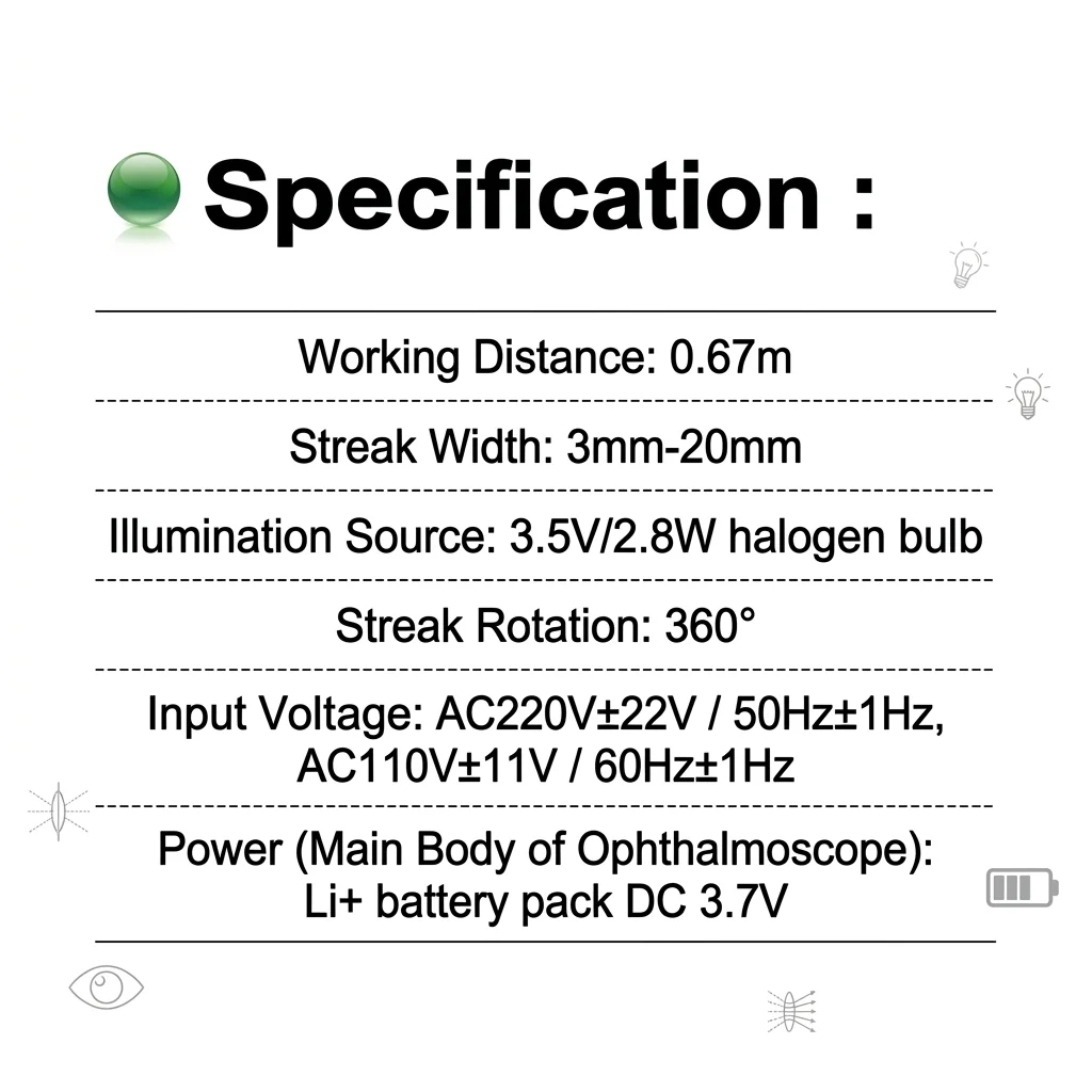 Portable Rechargeable Striped Retinoscope Kit, YZ-24B, with LED Light, Suitable for Clinical and Field Use.