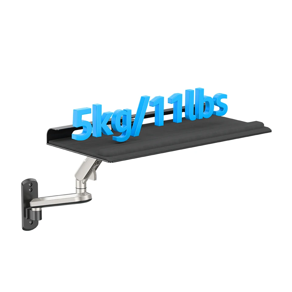 MOUNTUP Adjustable Wall Keyboard Tray Height-Adjustable Swivel Keypad Tray Supports up to 5kg/11lbs