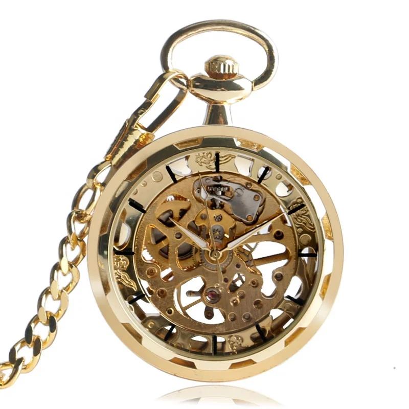 Orologio Da Taschino Steampunk Vintage Uomo, Meccanico Automatico, Ciondolo Scheletro, P2062C