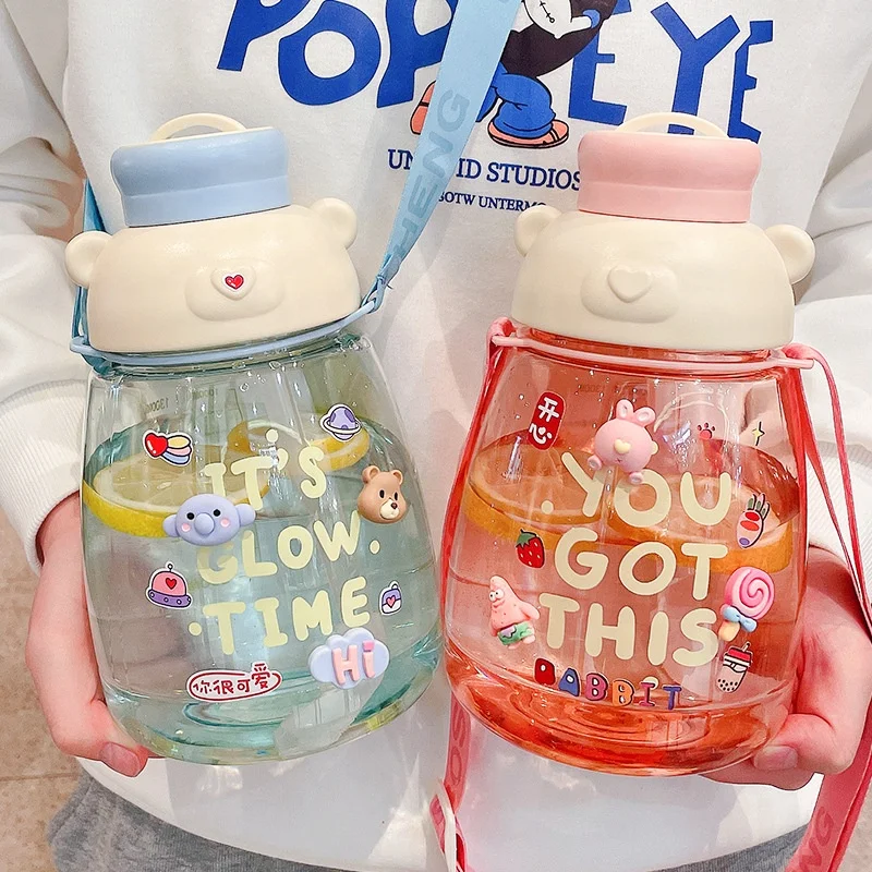 Wholesale Hot sale gifts plastic big belly cute kawaii bear water bottle  for girls From m.