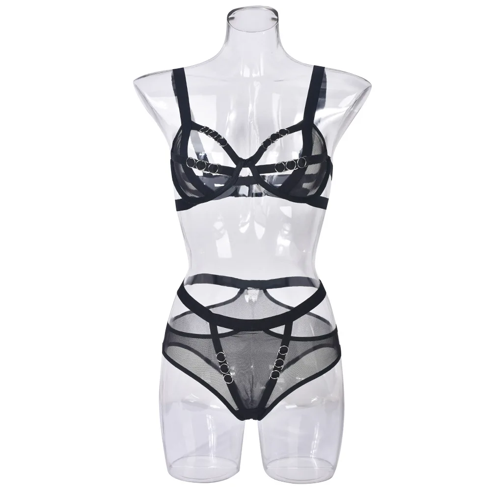 Sexy Mesh See-through Thin Lace Bra Set