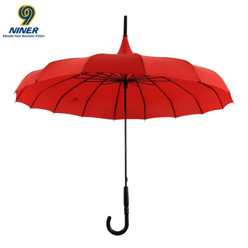 16 Solid Color Pagoda Umbrella, Curved Handle Umbrella Exquisite clear Umbrella Ong Handle Umbrella preview 2