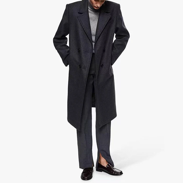 2022 New Design Winter Trench Coats Double Breasted Men's Long Coats For Winter - Image 5