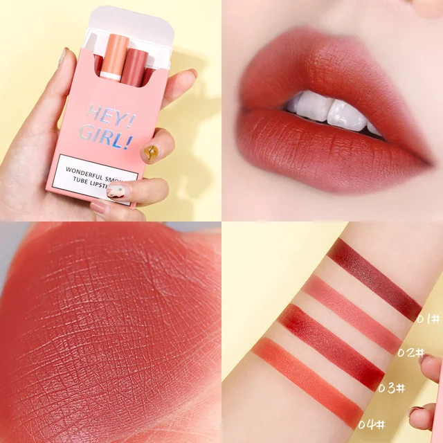 5 colour cigarette lipstick Five Pack Matte Velvet Set - Waterproof, Long Lasting Lip Glaze in Colors for Daily Makeup Little Smoke Matte Cigarette Lipstick