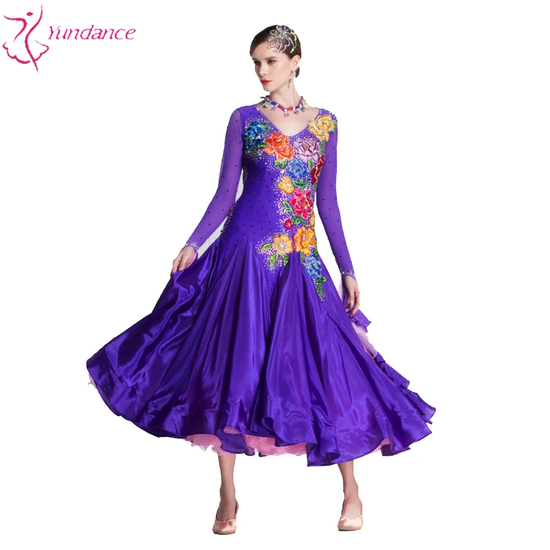 ボールルームドレス　XL B-18213 ボールルームダンスドレスパターン、トップデザインロング