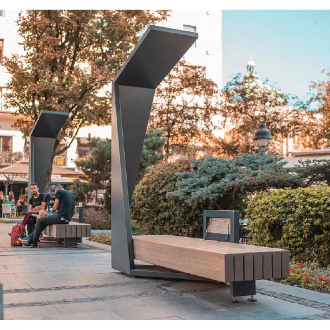 Solar Bench with Charger Smart Solar Advertising Bench Outdoor for Disamble  Solar Powered Benches Screen