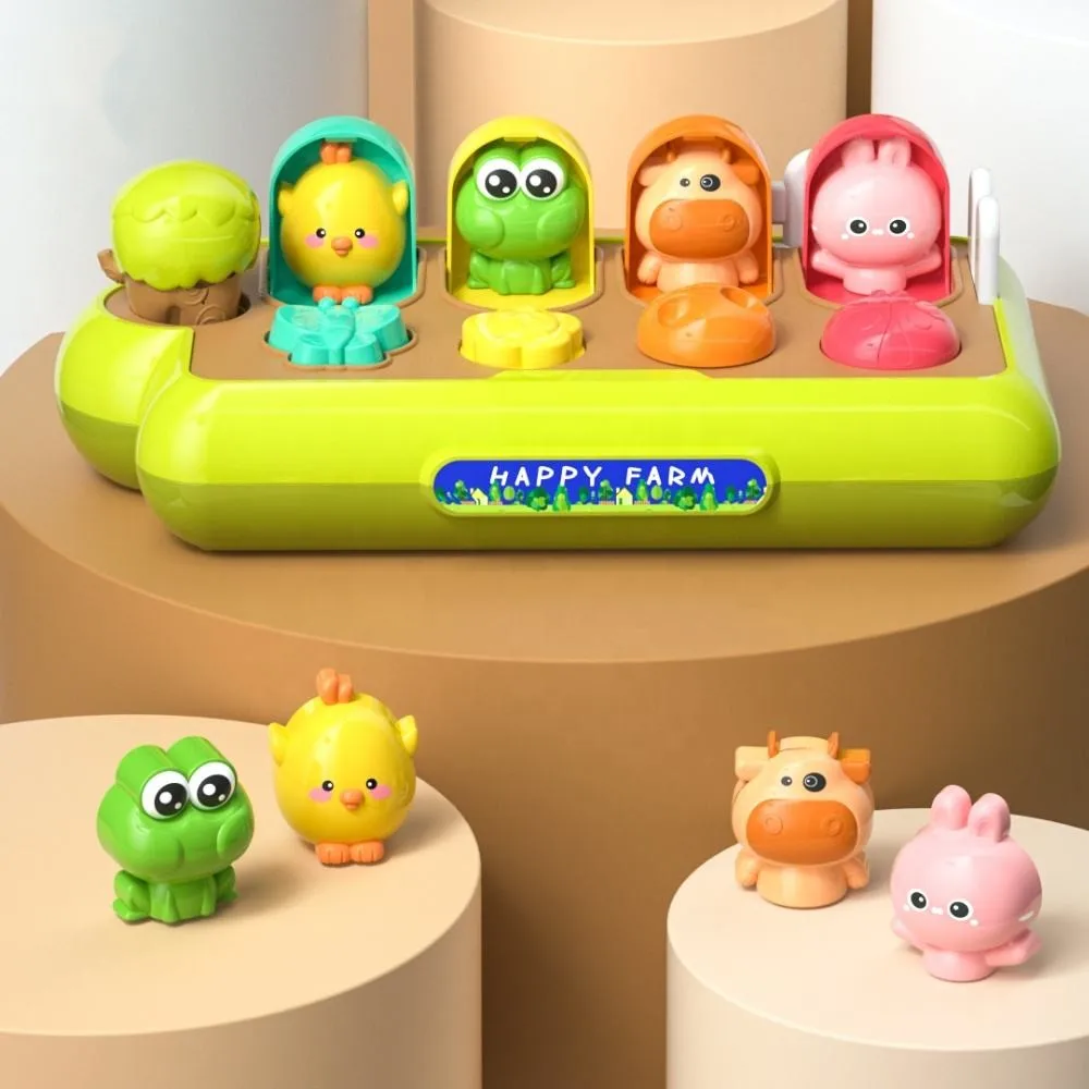 Educational Cartoon Farm Animals Ejection Peekaboo Game Box Baby