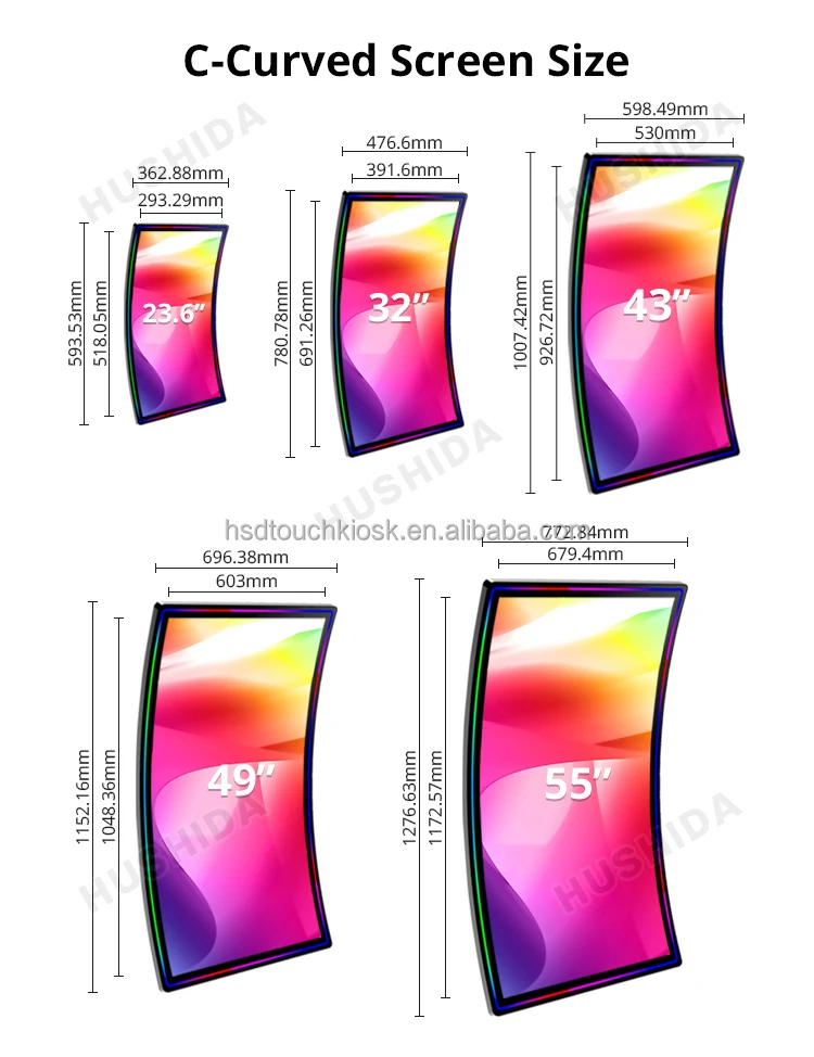 Capacitive Curved Touch Screen Game Display 32 43 49 55 Inch 4K Ultra Wide Curved Monitor Led Light Monitor