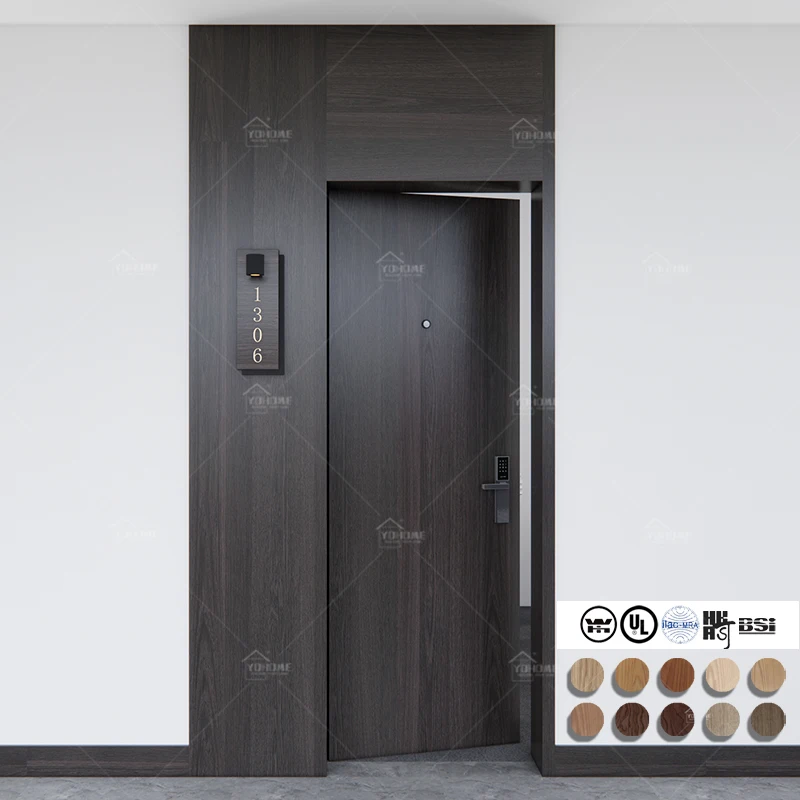 Foshan Source Factory 20 45 60 min Wooden Fire Door Manufacturer Door Fire Resistant Wood Interior Fire Doors