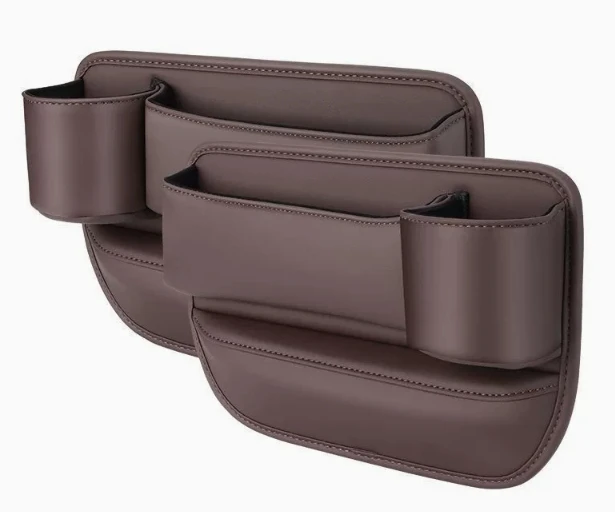 Multi-Function Leather Storage Bag Car Seat Interior Accessories with Stitched Leather for Organization