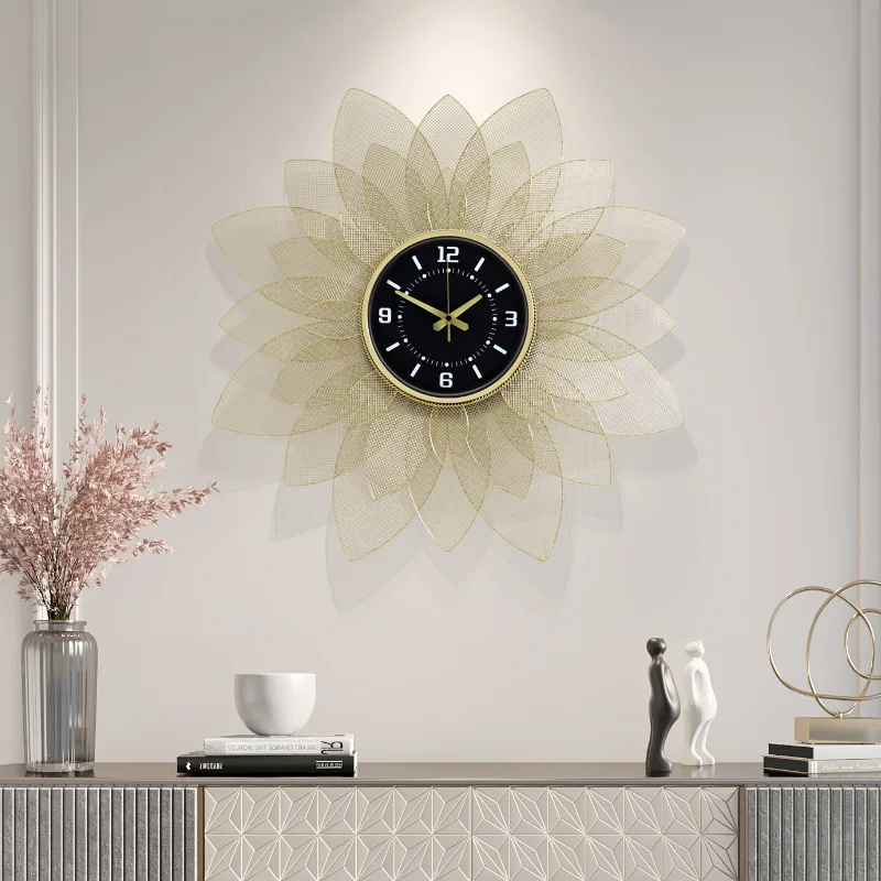 Gold Round Modern Luxury Decoration 3d Wall Art Wall Watch Clock Living