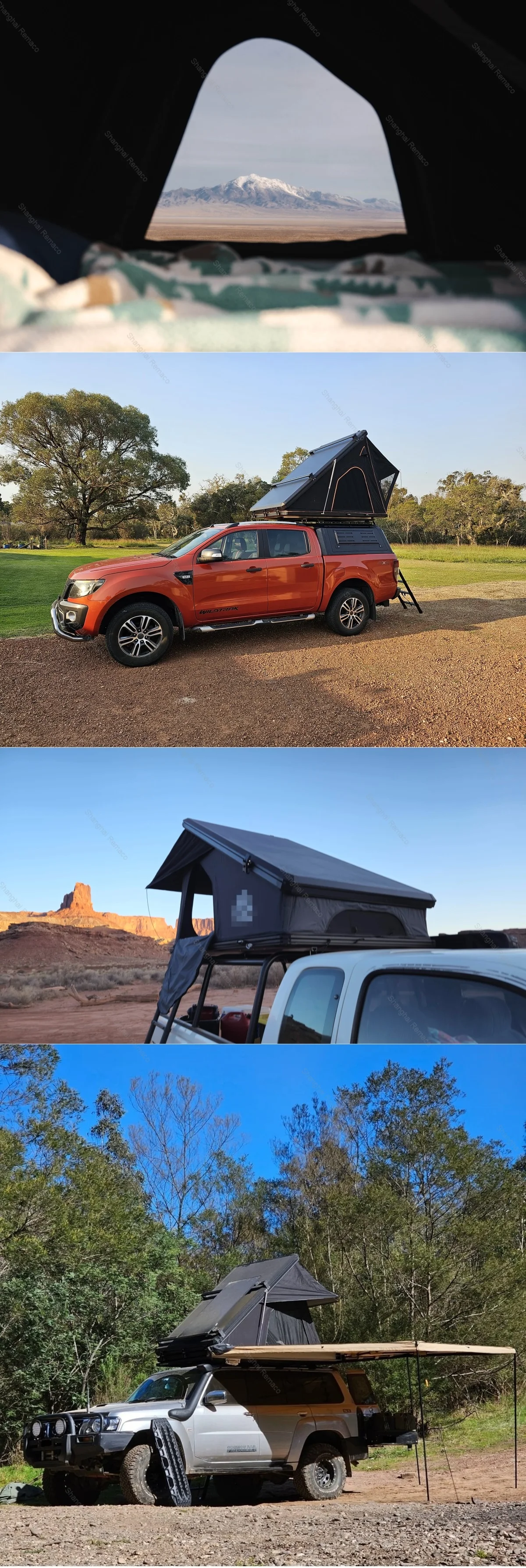 Remaco Hard Shell Roof Top Tent for 4 Persons – Black & Gray Aluminum ...