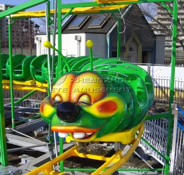 Worm Slide Rides Fruit worm for Sale Amusement Park Track Train rides Mini Roller Coaster for kids and adults