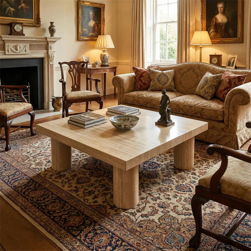 product nature stone myra beige travertine modern coffee  tea table for living room and dining area-7