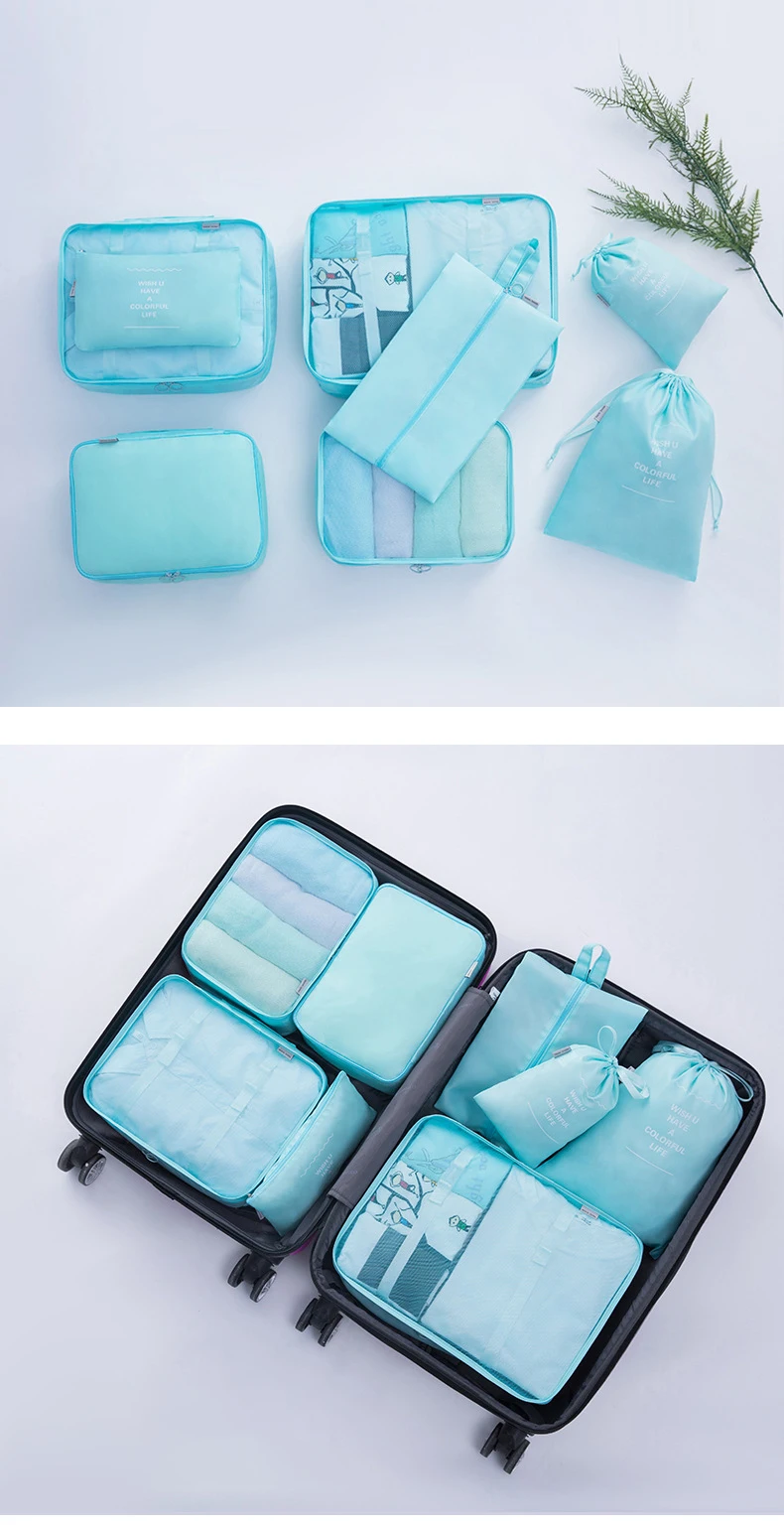 7 Pcs Travel Luggage Organizers Set Waterproof Suitcase Organizer Bags ...