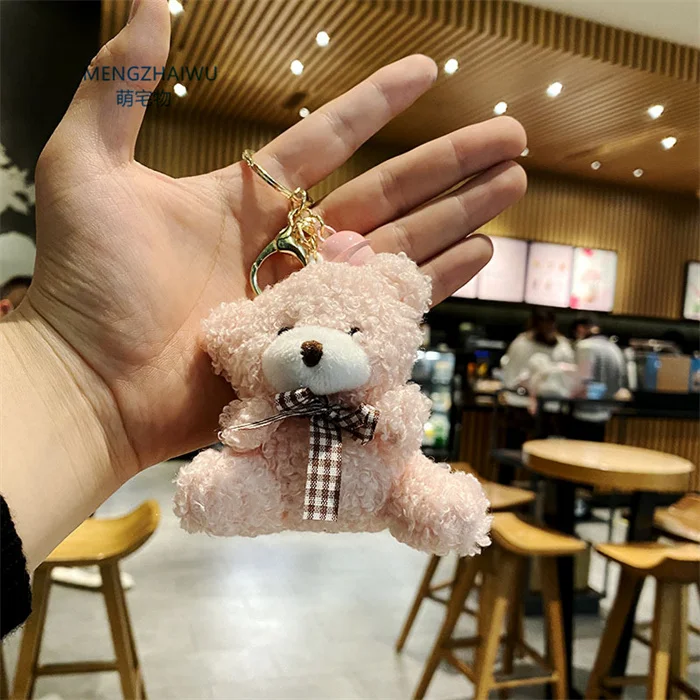 Wholesale Plush cute key chain for girls Plush bear bag pendant Couple  gifts kawaii anime teddy bear keychain wholesale From m.