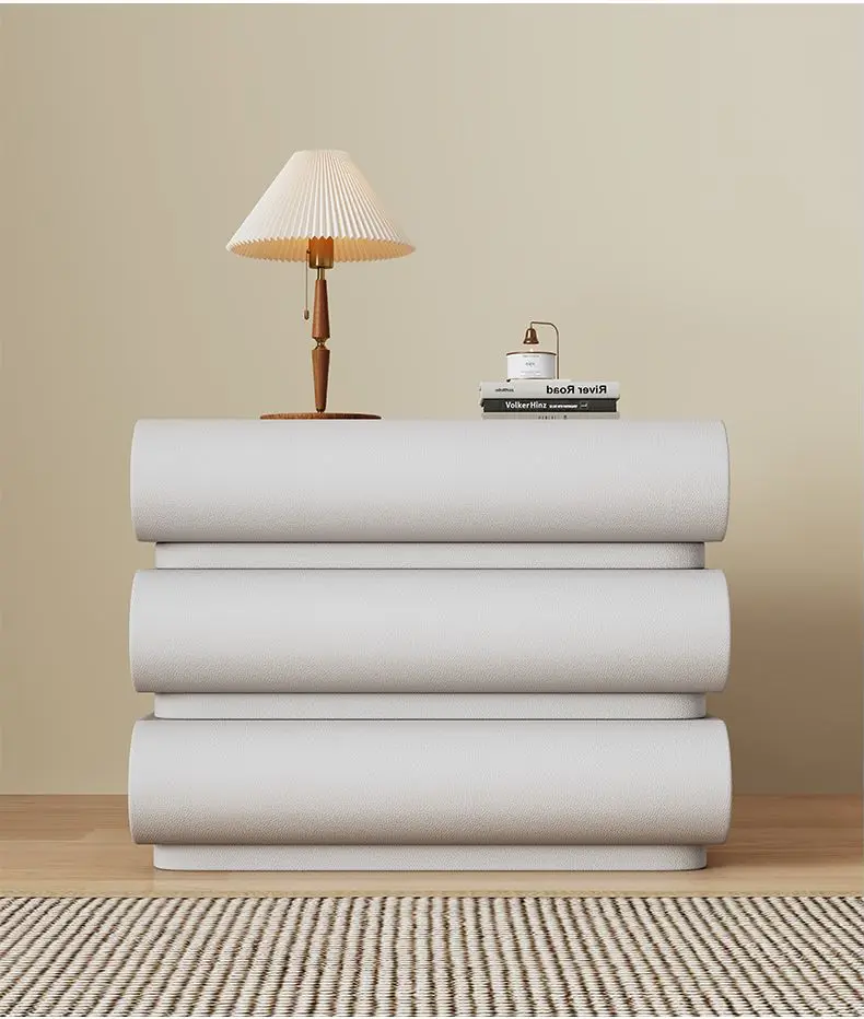 Nordic Lighting Round Smart Night Stand With Two or Three Drawers Luxury Nightstand for Bed Room