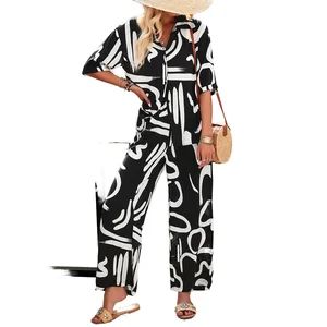 2026 Summer New Collection Stylish Casual Travel Printed Half Polyester Breathable Short-sleeved Pants Fashionable Versatile Set