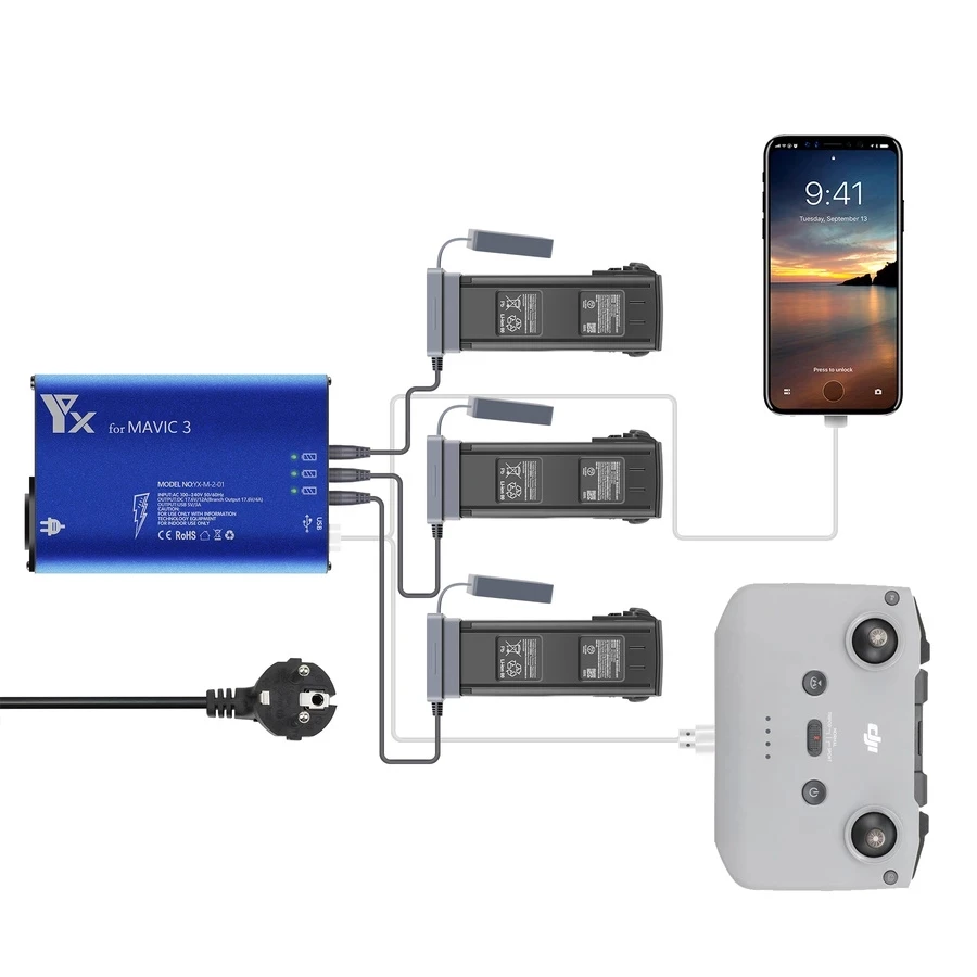 DJI Mavic 3 ドローンバッテリー用 6in1 デジタルディスプレイ