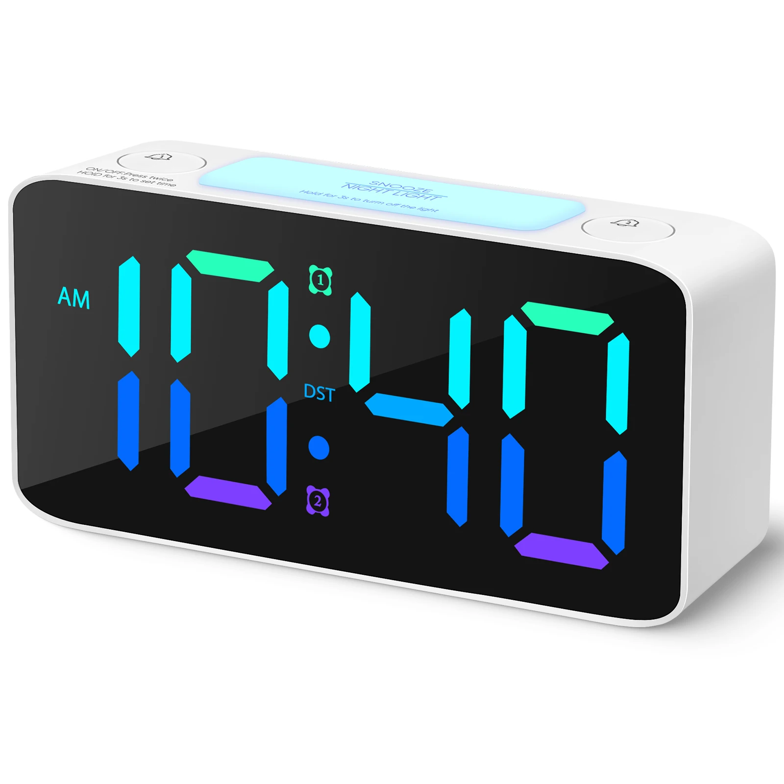 RGB  Alarm Clock  and Humidity Display  for Double Alarm Clock and Voice Control  with USB Charging Interface