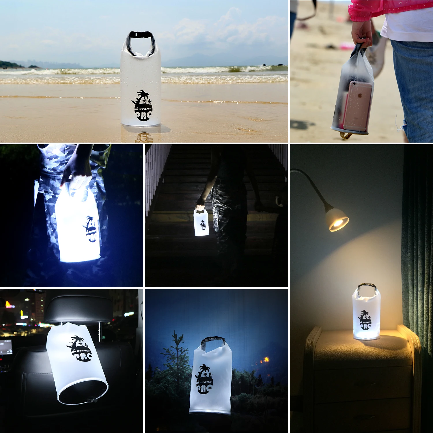 Inflatable Solar Light Phone Charger Lanterns Camping Lights Waterproof Dry Bag Light Foldable LED Outdoor 2 in 1 PVC