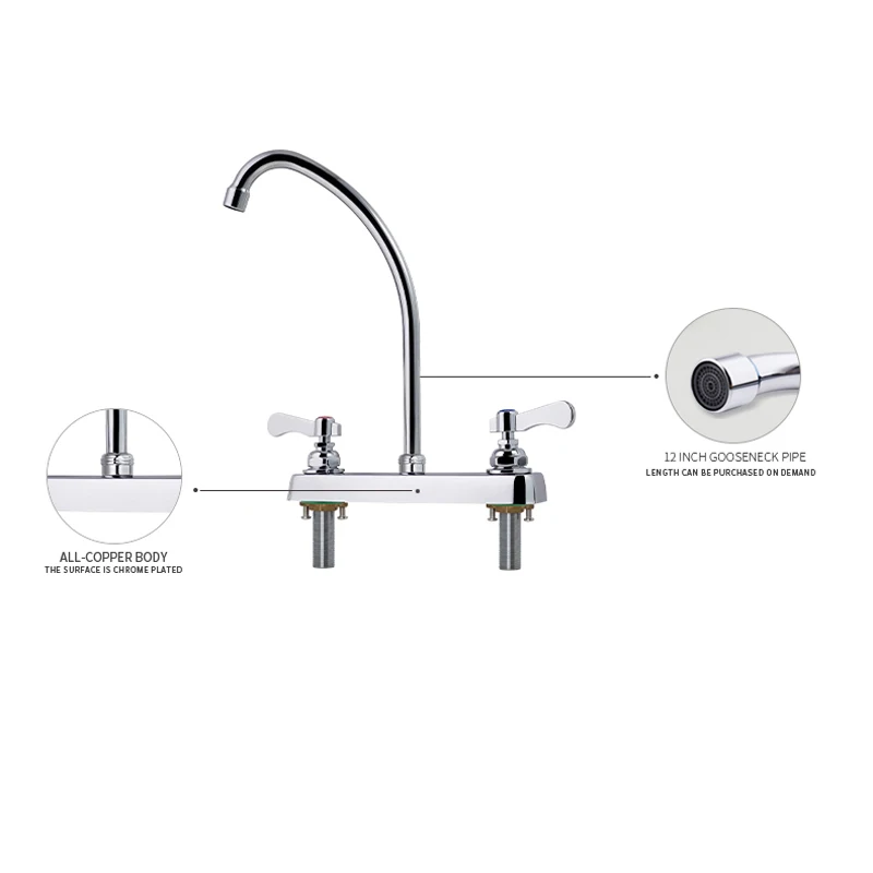 High Quality Commercial Basin Sink Tap Dual Hole Modern 304 Stainless Steel Faucet Taps Kitchen Faucets for Kitchen Faucets details