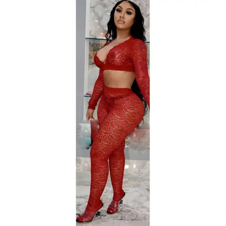 Fashion women's sexy lace two-piece suit