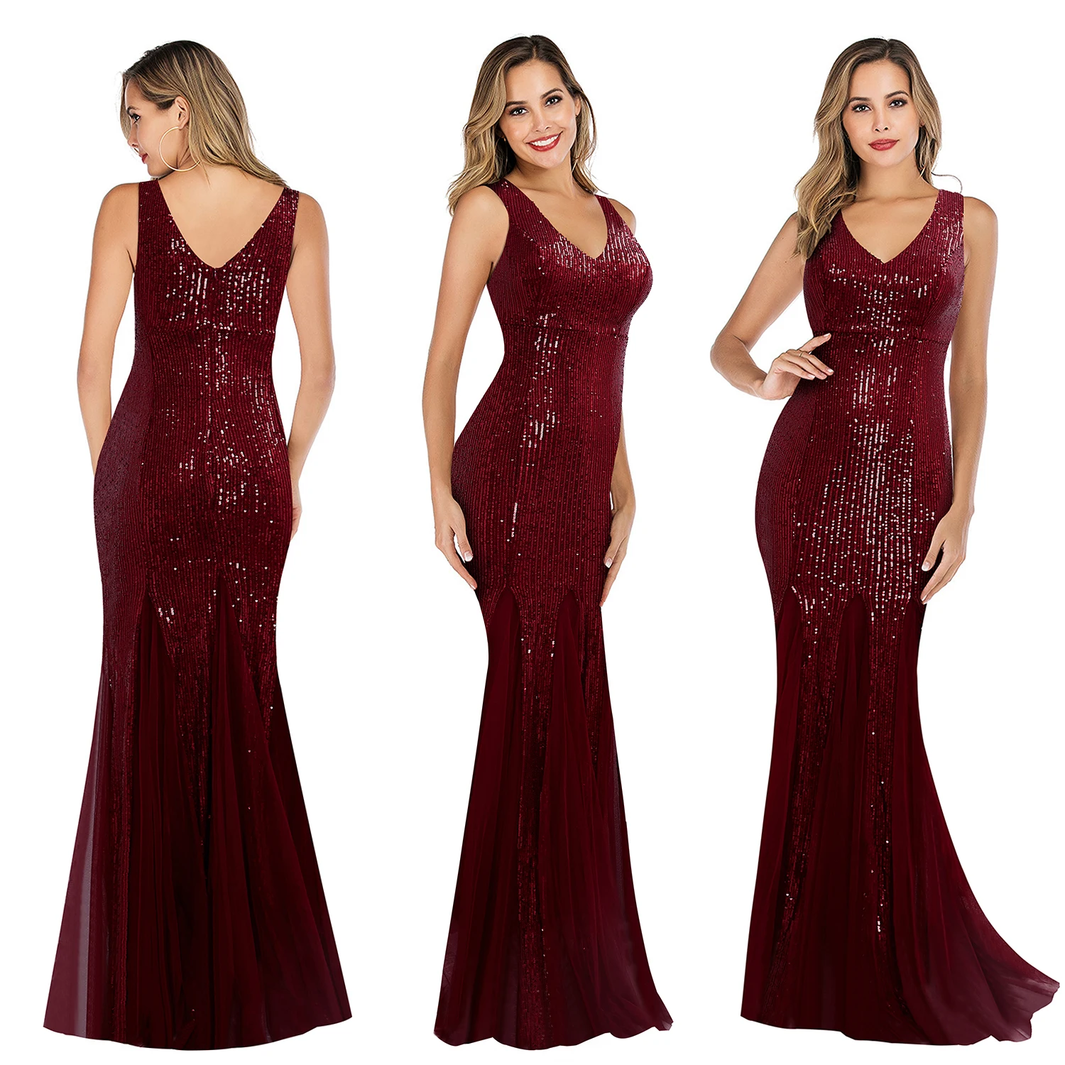 A-line Deep-V Floor-Length Chiffon Appliqued Sexy Evening Dresses 2782 –  BohoProm