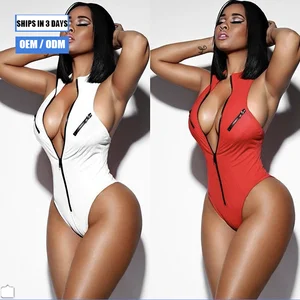 2026 Customized Logo V-Neck Zipper Swimsuit High Cut Triangle Bikini Swimsuit Women's One-piece Swimsuit Adult