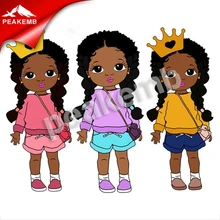 Wholesale Custom Printing Black African American kids Transfer Iron on Peekaboo Girl with Puff Afro Ponytails Design