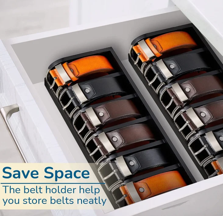 New 2 Pieces Belt Organizer For Closet Holder Bamboo Tie Organizer Box