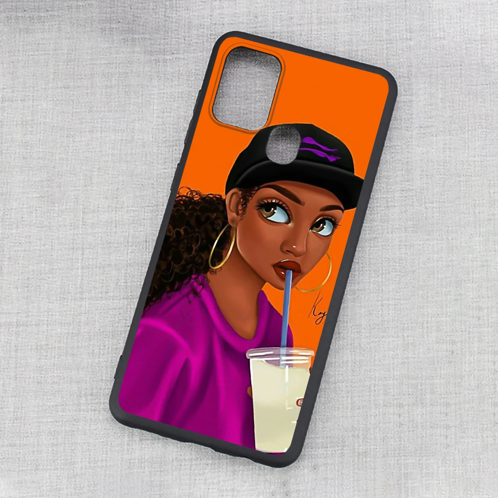 Cartoon paint black girls Soft cell Phone Case For Samsung Galaxy A54