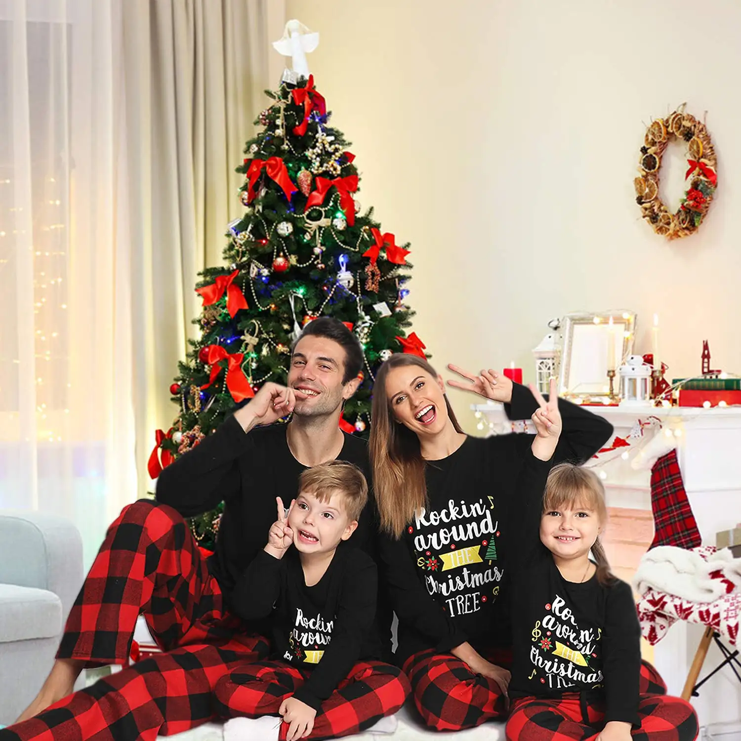 Funny Christmas Family Pajamas Matching Sets Long Sleeve T-Shirt