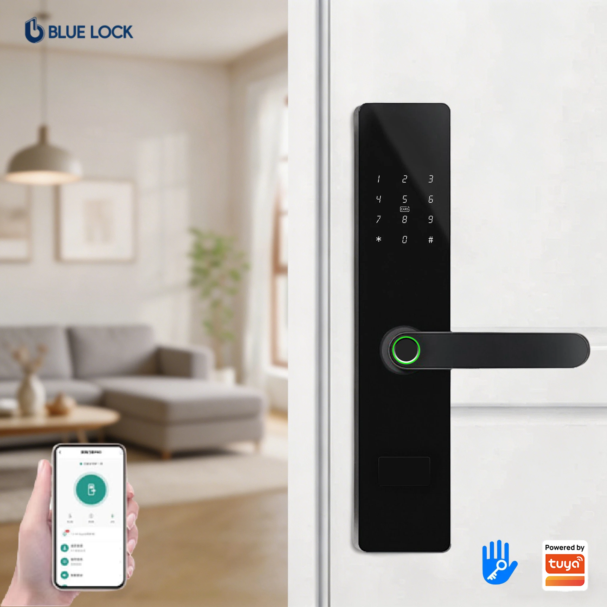 Bluelock F17 Biometric Smart Door Lock TTLock App 6085 Mortise Fingerprint Card Electronic Lock for Home Apartment Keyless Entry