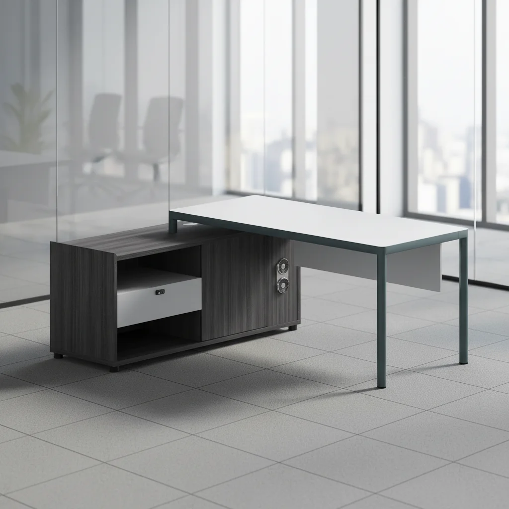 Premium Modern Executive Standing Desk Built-in Computer Host Space Adjustable Components Storage Cabinets Office Office 3