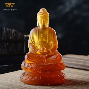 Crystal Standing Meditation Monk Mini  Figurines Statue Pocket Buddha