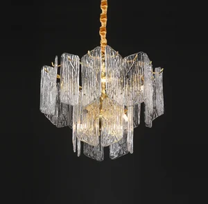 ECOJAS LED Pendent Glass Copper Lighting for Villa Hotel Restaurant New Modern Design Chandelier