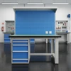 ESD Safe Workbench with Pegboard 5 Drawers and Power Outlets