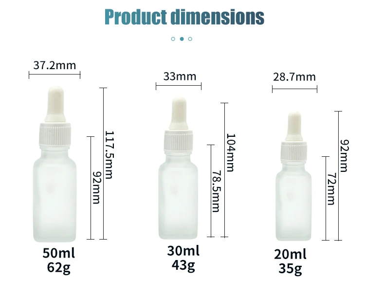 Hanya Transparent Frosted Glass Dropper Bottles With Pipette BPA Free