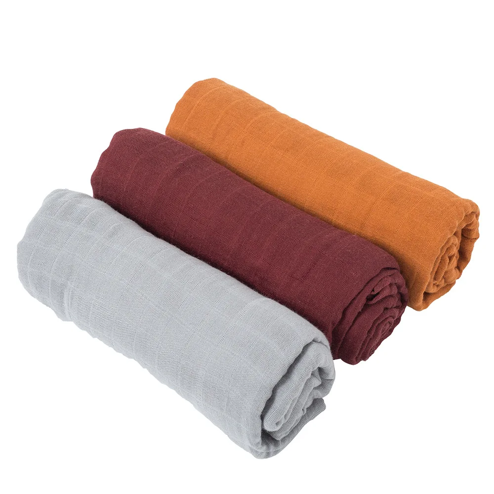 Newborn Solid Bamboo Organic Double Layer Baby Blanket Multiuse Baby