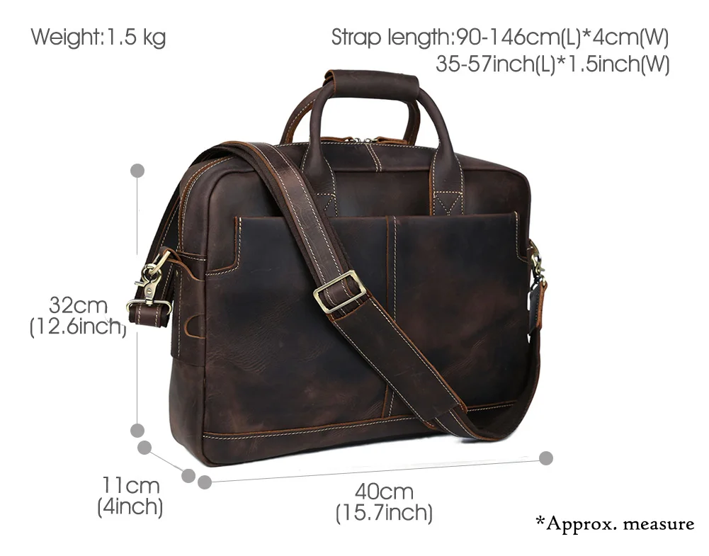 Wholesale Custom OEM ODM Fashion Design Customized Handbag Laptop Bag for Man Crazy Horse Genuine Leather Briefcases