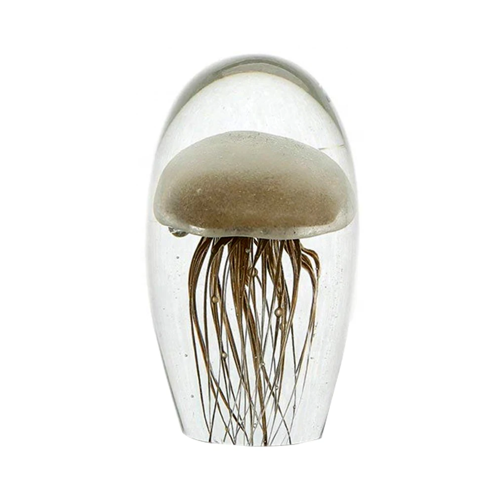 Statuetta In Vetro Soffiato A Mano Eustuma Con Onde Oceaniche - Fermacarte 8x8cm, Decorazione Casa - Foto 7