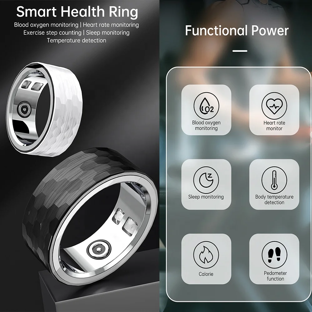 Fitness Activity Tracker Ring, Smart Ring for Blood Oxygen Monitoring,  Health Tracker for Heart Rate Monitor, Sleep, Pedometer, Body Temperature