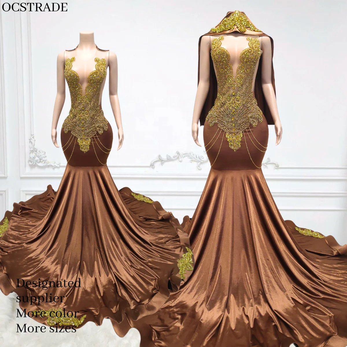 Luxury Rhinestone Sleeveless Evening Gown For Women - Oem
