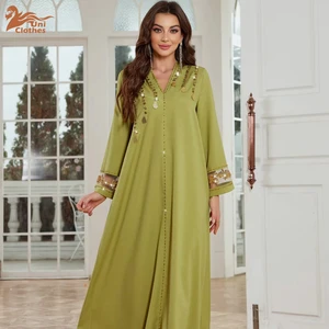 BA4153 Dubai Jalabiya Marocain Maxi Dress Muslim Long Dress Ramadan Abaya Islam Woman Muslim Dress Abaya