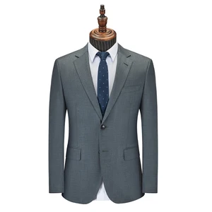 Men's Formal All-Wool Serge Suit in Grey Single Breasted with XL Size Wrinkle Resistant Breathable and Windproof for Groom