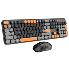 104 Keys Keyboard Mouse Combo Retro Cordless Office Keyboards 2.4G Wireless Typewriter Cute Colorful Keyboard and Mouse
